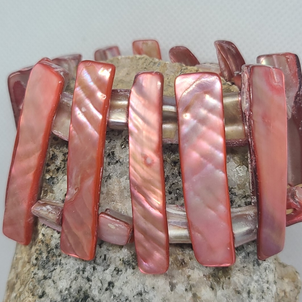 💥4/$20 ABALONE Pink Colored Stretch Bracelet